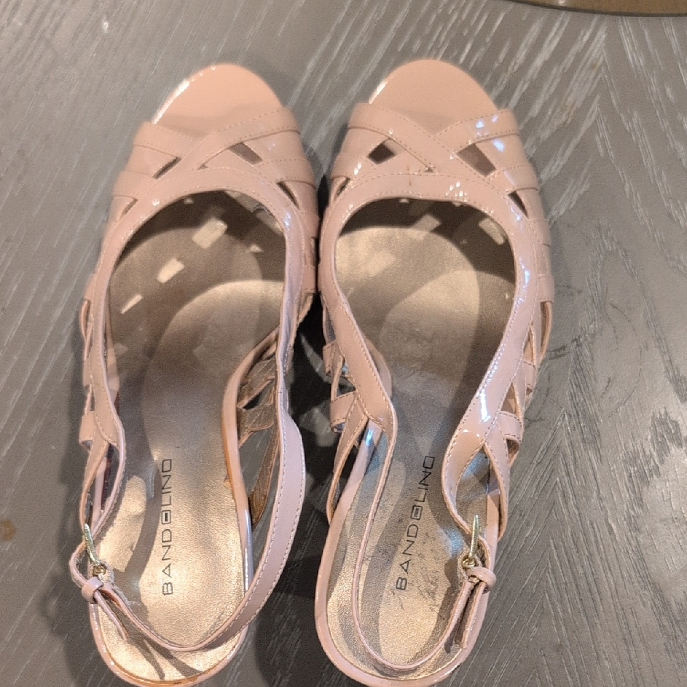 Bandolino Rose Patent Sandals with Peep-Toe Design